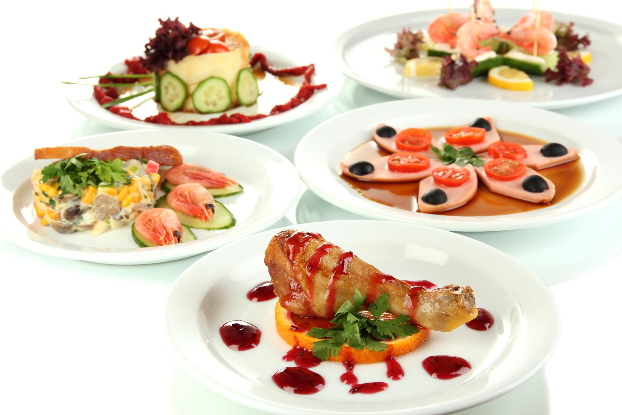 Three sample dishes representing course packages